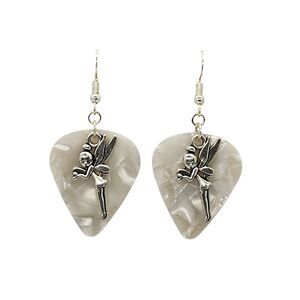 Fairy Girl Charm on Guitar Pick Earrings - Choose Color - Handmade in USA